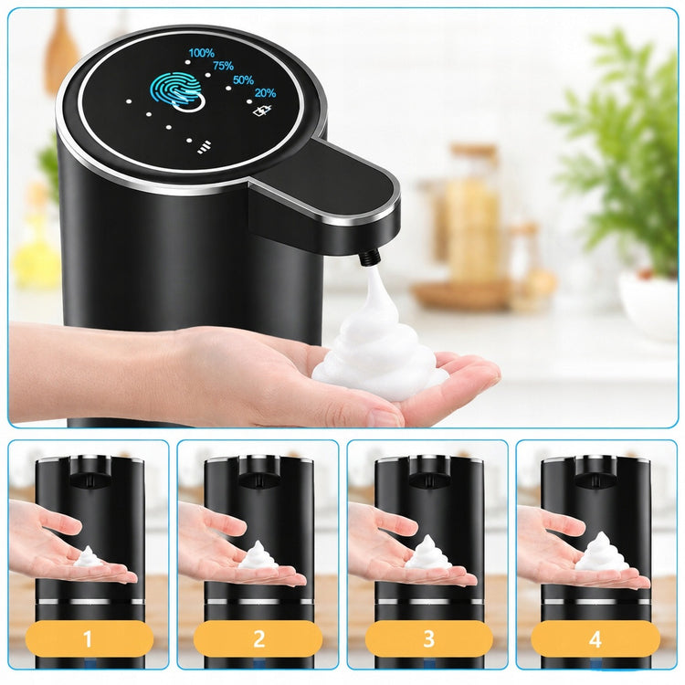 Pakabinamas bekontaktis muilo dozatorius, 380 ml, įkraunamas per USB, juodas