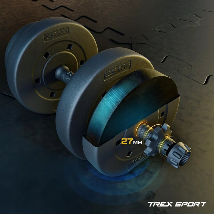 Reguliuojamų svarmenų rinkinys „Trex Sport“ 2 × 20 kg (40 kg) su grifu ir girios funkcija