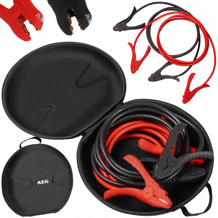 Šviečiantys paleidimo laidai „AEG“ su StartProtect, 3,5 m, 16 mm², su dėklu