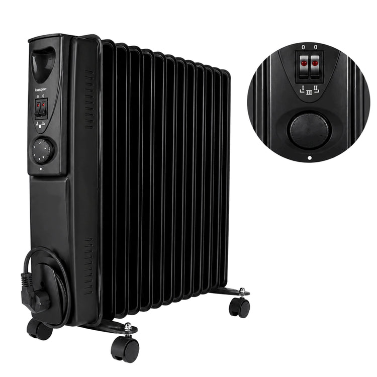 Tylus tepalinis radiatorius su termostatu, 2500 W, 13 sekcijų, juodas