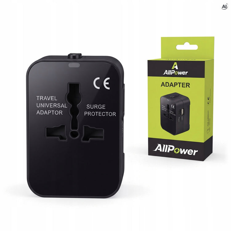 Universalus kelioninis adapteris „Allbag“ su 2 USB, EU / UK / US