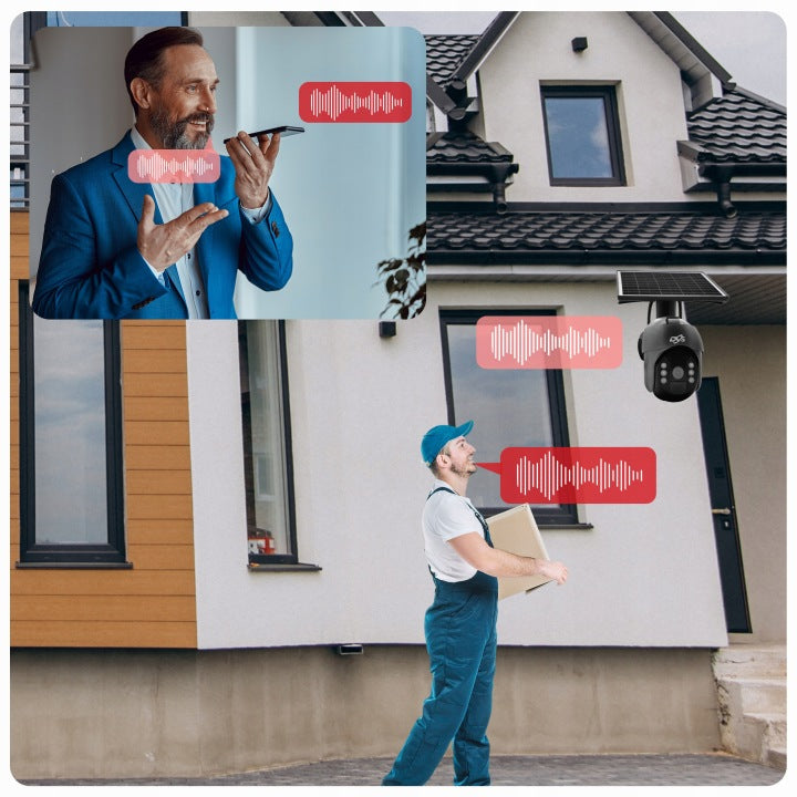 Saulės energija maitinama 4G PTZ lauko kamera „DVS“ 4 MP, 2K, su PIR