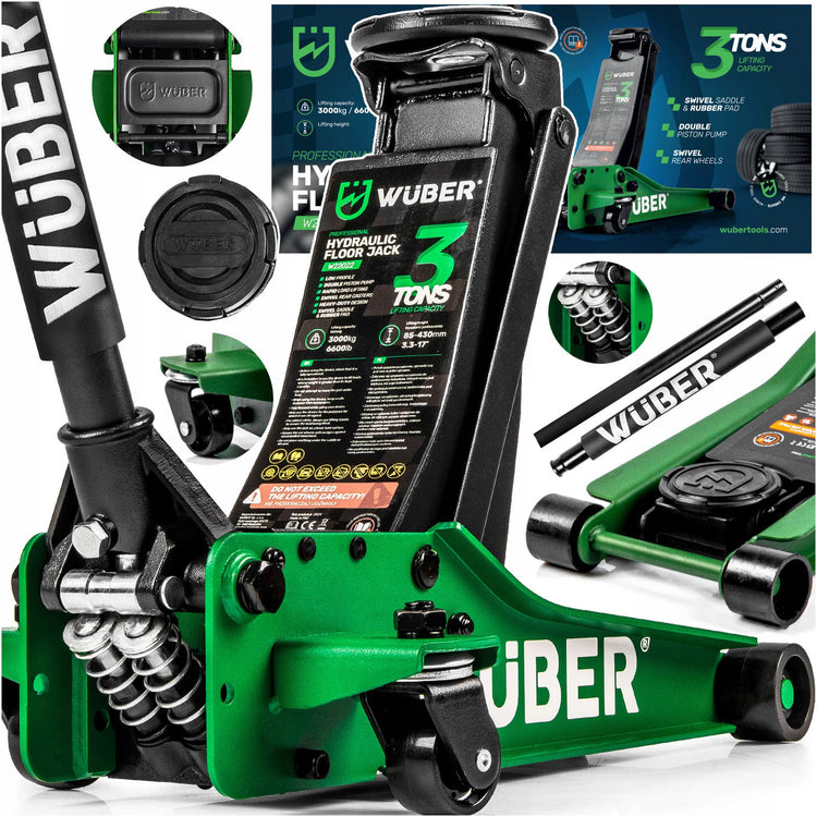 Žemo profilio dviejų stūmoklių domkratas „Wuber W22022“, 3 t, 85–430 mm