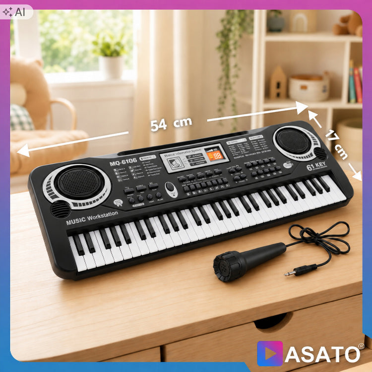 Vaikiškas sintezatorius-pianinas „Asato“ su mikrofonu