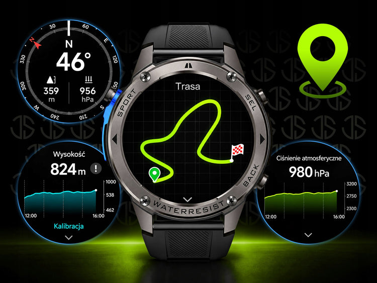 Vyriškas išmanusis laikrodis su GPS „JG Smart JGR56“, AMOLED 1,43“, pokalbiai, 5 ATM