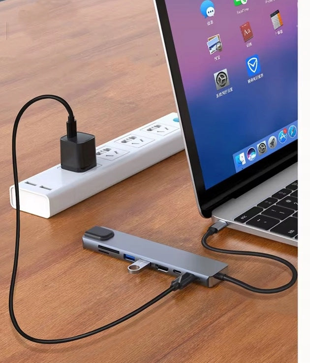 USB-C šakotuvas „Mobes“ 8 in 1: HDMI 4K, 2× USB, SD, RJ-45