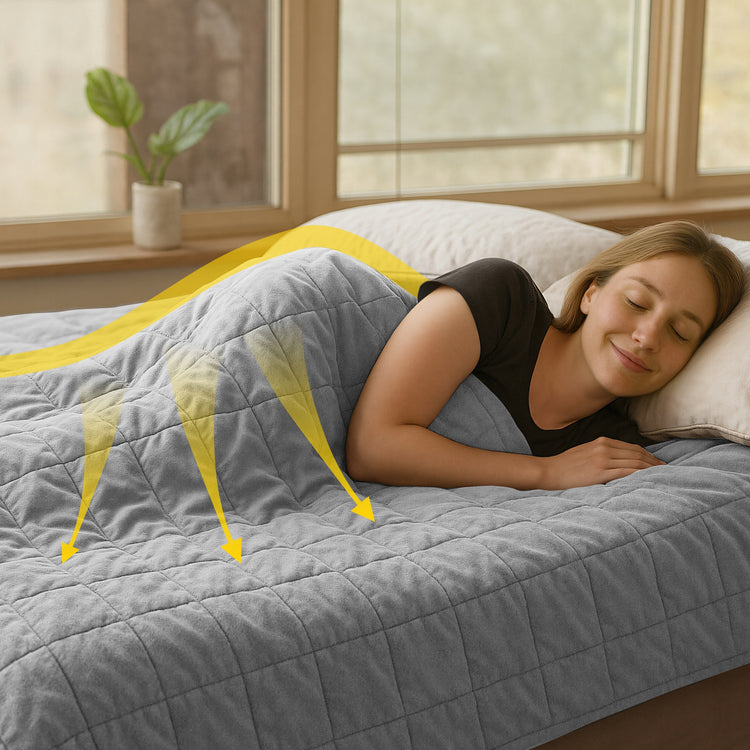 Sunkinta sensorinė antklodė „4FIZJO“, 150 × 200 cm, 8 kg, pilka