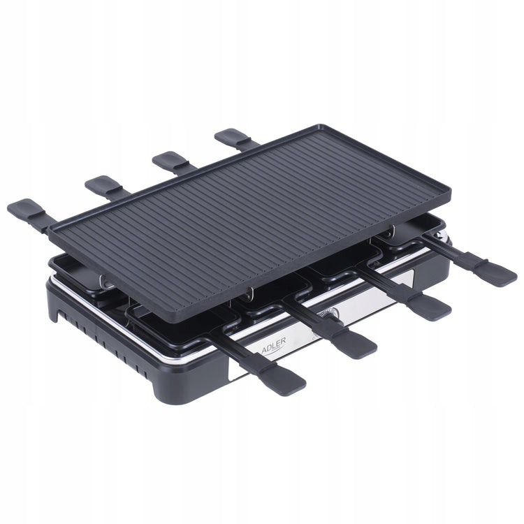 Elektrinis raclette grilis 8 asmenims su dviguba plokšte, 1400 W