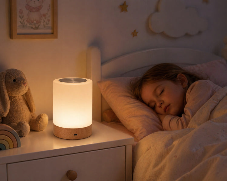 Belaidis LED RGB naktinis šviestuvas vaikams su liečiamuoju jutikliu, 10 spalvų