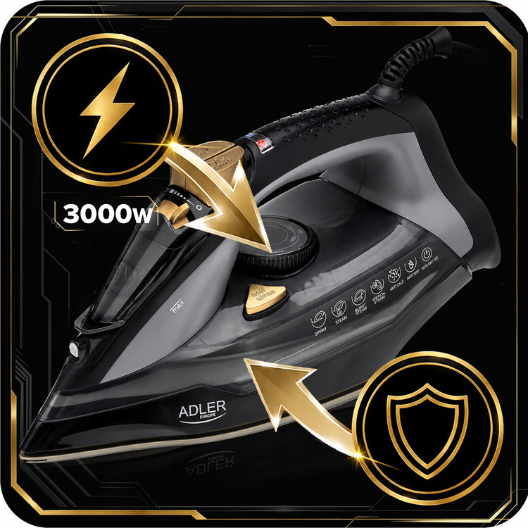 Garinis lygintuvas 3000 W su keraminiu padu, Anti-Drip ir Anti-Calc