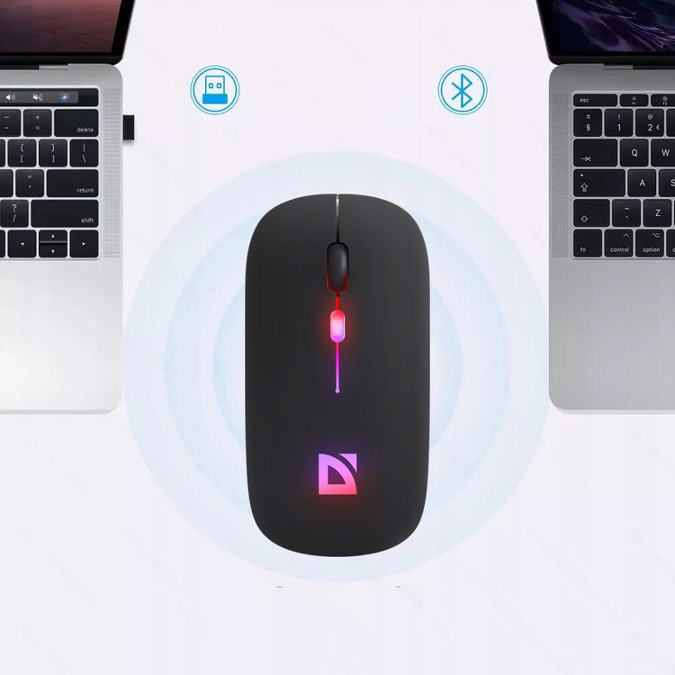 Plona tyli belaidė pelė „Defender Touch MM-997“ su Bluetooth, įkraunama, RGB