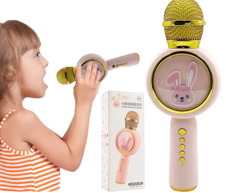 Belaidis Bluetooth karaoke mikrofonas su kolonėle „Zuikutis“ vaikams