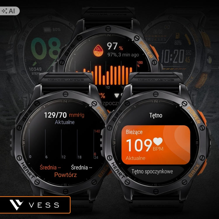 Vyriškas išmanusis laikrodis su GPS „Vess K67“, pokalbiai, 175+ sporto režimų