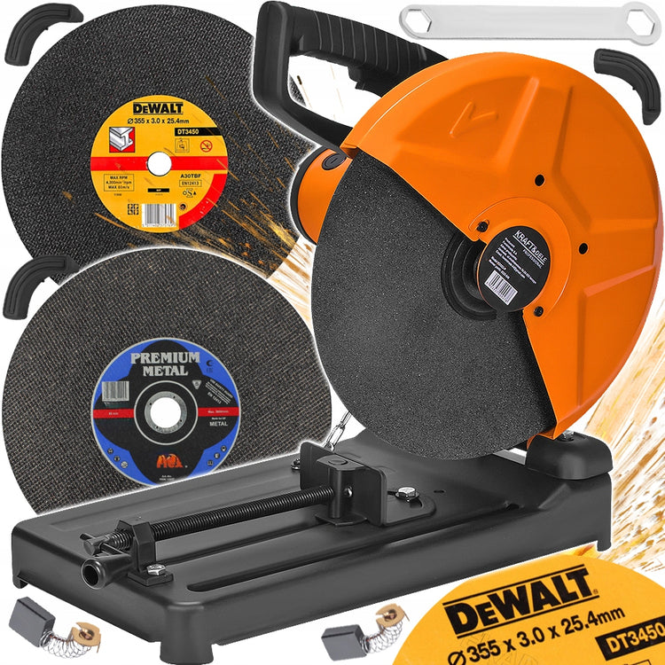 Metalo pjovimo staklės „Kraft&Dele KD553-P“, 2900 W, 355 mm, su 2 papildomais DeWalt diskais