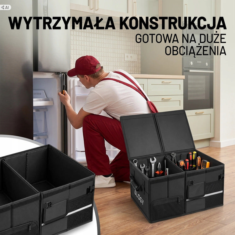 Sulankstomas bagažinės organizatorius „Alogy“ su sustiprintu dugnu ir dangteliu