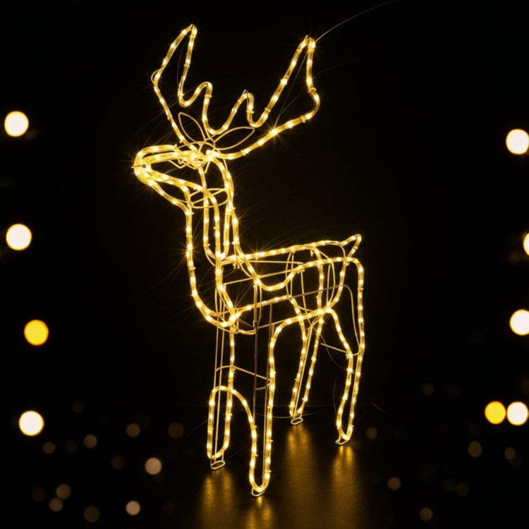 Šviečianti LED šiaurės elnio figūra, 90 cm, šiltai balta šviesa, lauko dekoracija