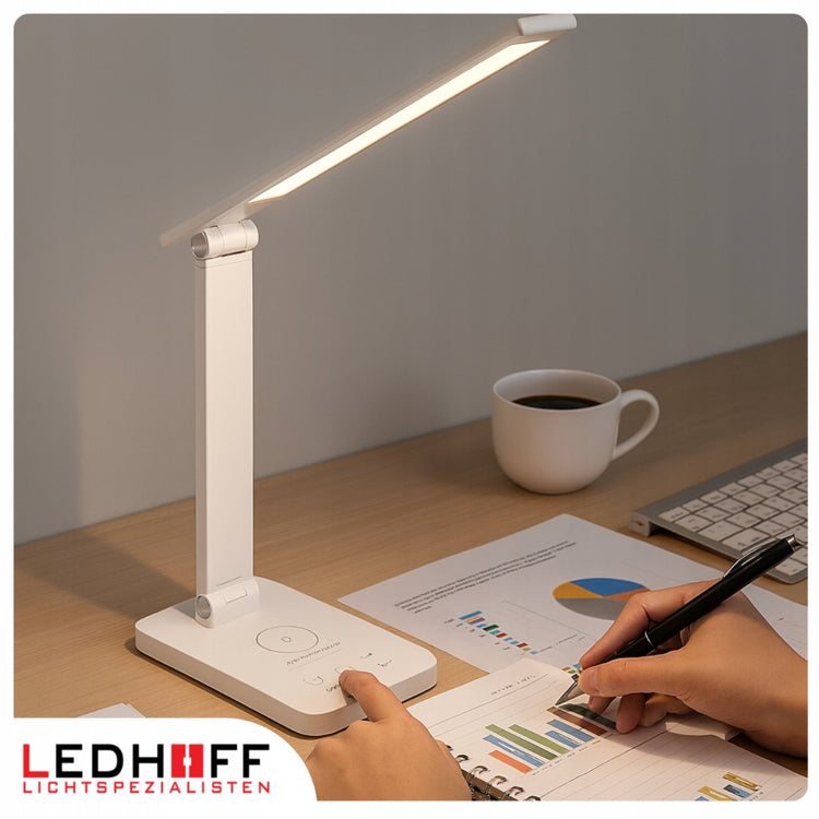 Sulankstomas stalinis LED šviestuvas „Ledhoff“ su belaidžiu krovikliu ir USB