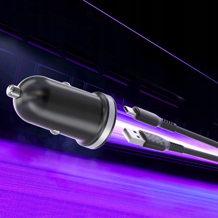 Greitas automobilinis įkroviklis „Matnox“ USB + USB-C, QC 3.0, PD 35 W, su laidu