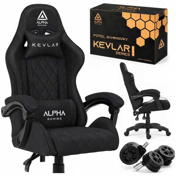 Žaidimų kėdė „Alpha Gaming“, audininė, juoda – nuotrauka 1