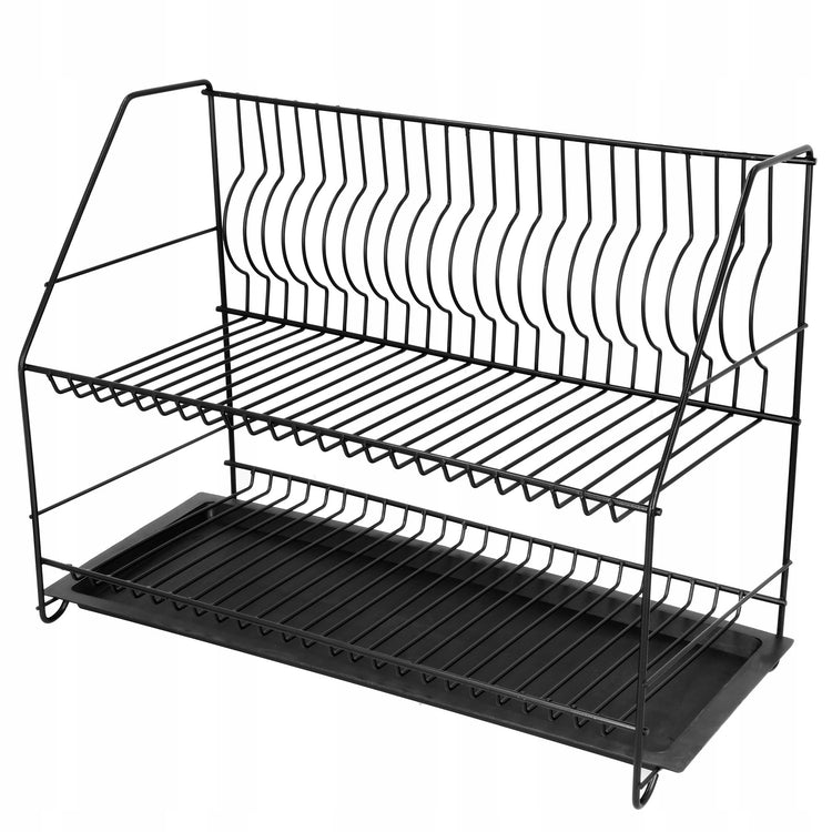 Dviejų aukštų indų džiovyklė „Primpol“, 47 cm, juoda