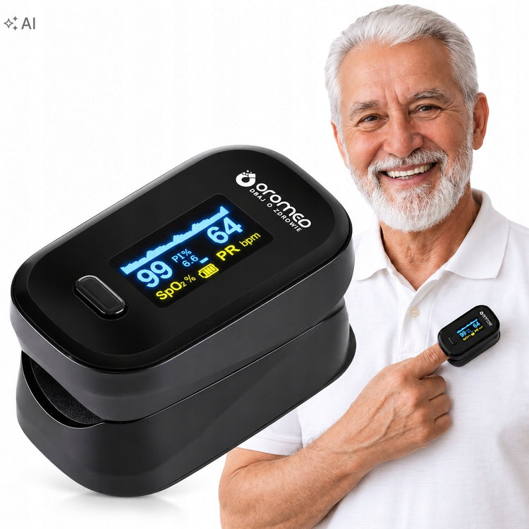 Pirštinis pulsoksimetras „Oromed ORO-OXIMETER“ su OLED ekranu, juodas