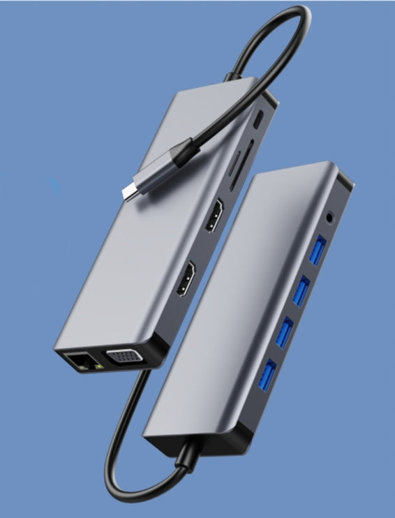 Doko stotelė „Zenwire“ 12 in 1 USB-C: 2× HDMI, VGA, USB, SD, Ethernet