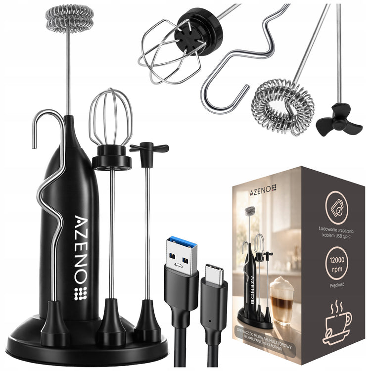 Rankinis elektrinis pieno putos plakiklis 4in1 „Azeno AZ-0104“, USB