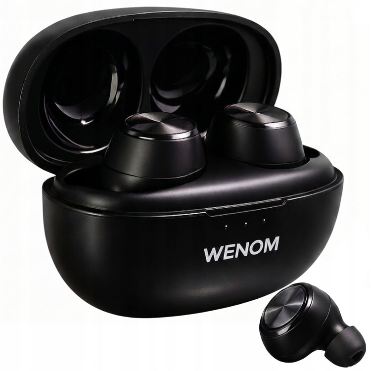 Sportinės belaidės ausinės „Wenom SPE-13“ su triukšmo slopinimu, Bluetooth 5.3, juodos