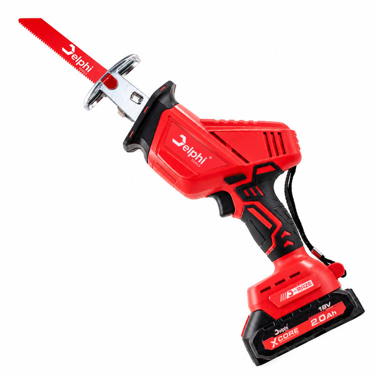 Akumuliatorinis tiesinis pjūklas „Delphi Tools D-Raze“, 18 V, 2 akumuliatoriai, 10 pjūklų