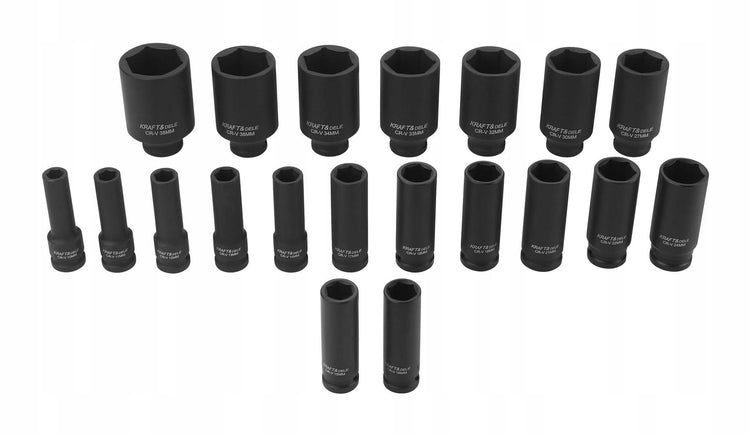 Ilgų smūginių galvų rinkinys 1/2“ „Kraft&Dele KD11794“, 20 vnt., 10–38 mm