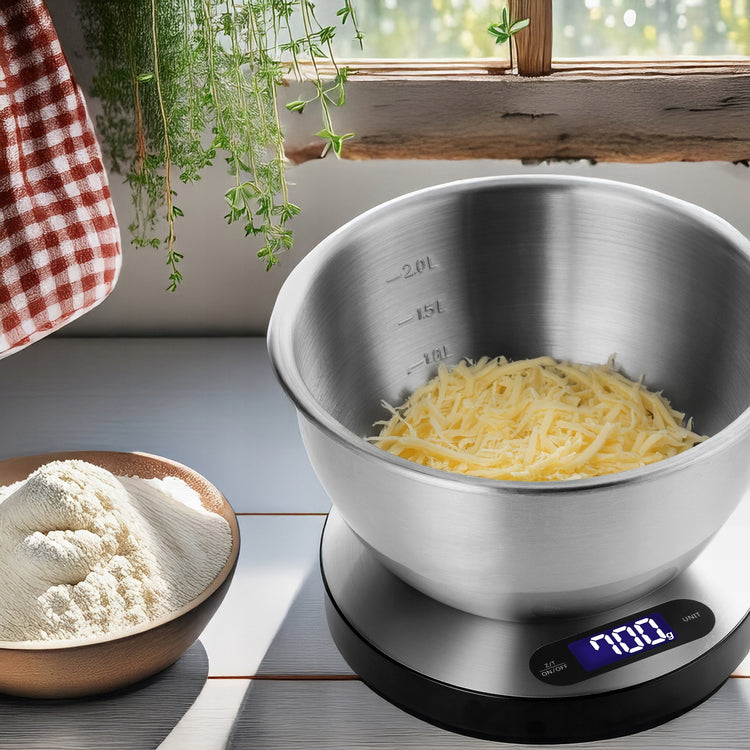 Elektroninės virtuvinės svarstyklės su dubeniu „Blow“, 5 kg / 1 g