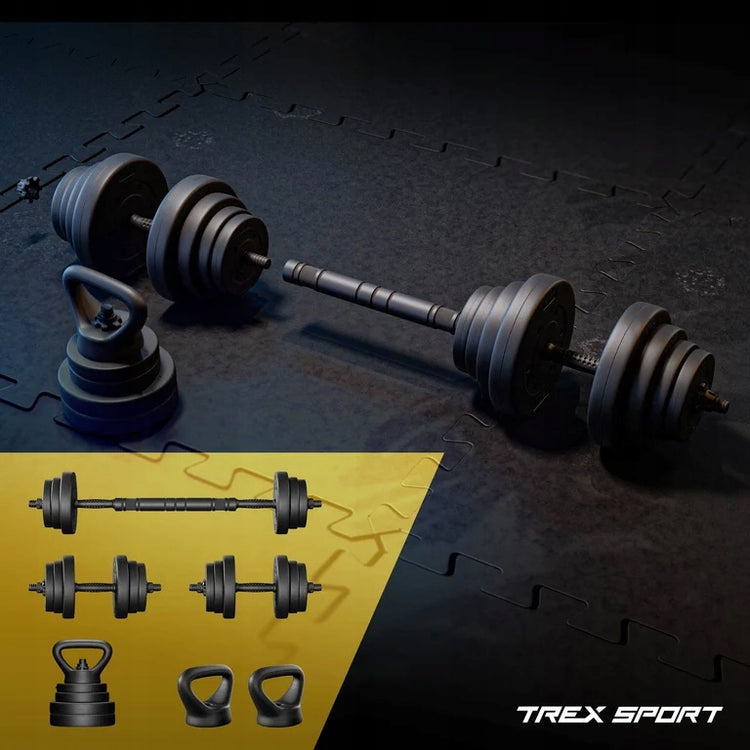 Reguliuojamų svarmenų rinkinys „Trex Sport“ 2 × 20 kg (40 kg) su grifu ir girios funkcija