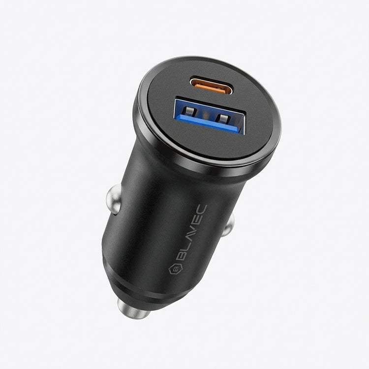 Automobilinis įkroviklis „Blavec BS-01B-C“, USB-C PD 20 W + USB QC 3.0, su USB-C laidu