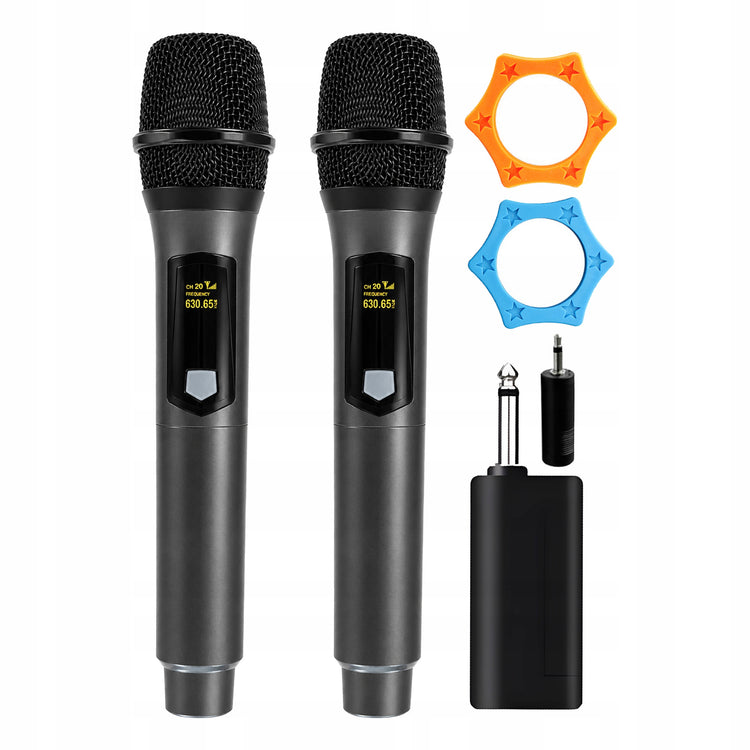 Belaidžiai karaoke mikrofonai „Renew Force WM-105“, 2 vnt., įkraunami, 50 m