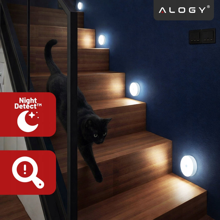 LED naktinis šviestuvas su PIR judesio jutikliu „Alogy“, 8 LED, USB