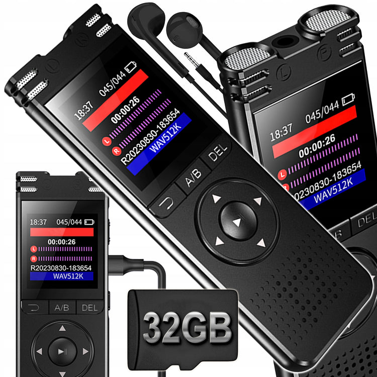 Profesionalus skaitmeninis diktofonas „Renew Force“, 32 GB, stereo, su balso aktyvacija