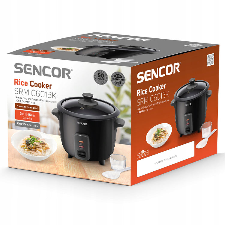 Ryžių viryklė „Sencor SRM 0601BK“, 0,6 l, 300 W, juoda