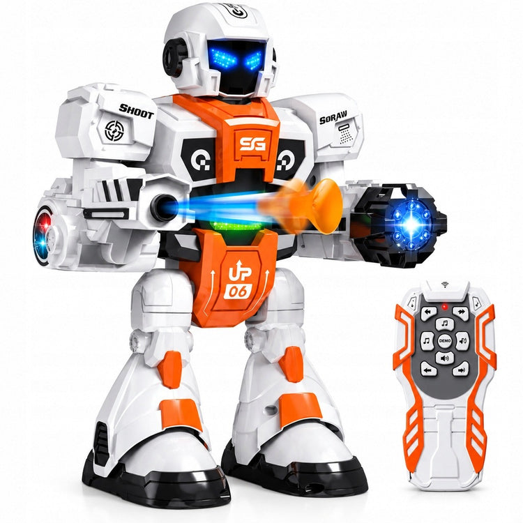 Nuotoliniu būdu valdomas robotas „HollaKids“, šaudantis strėlėmis, su garais