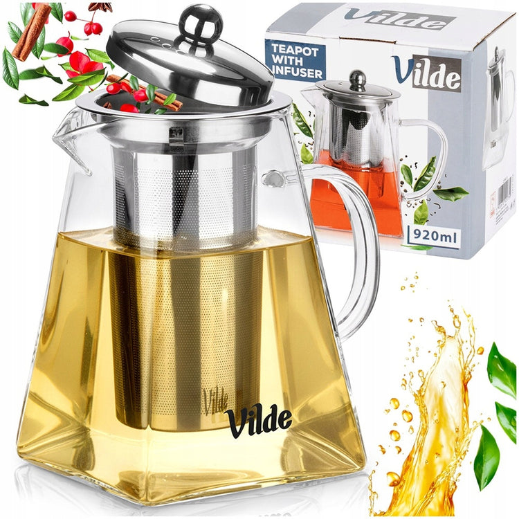 Stiklinis arbatinukas su sieteliu „Vilde“, 920 ml