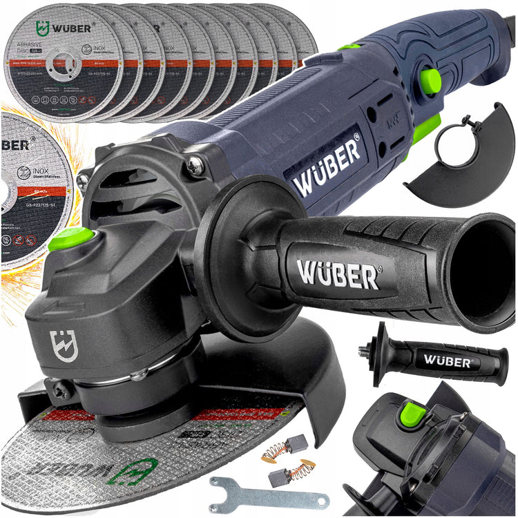 Kampinis šlifuoklis „Wuber Diax“ su greičio reguliavimu ir 10 diskų, 125 mm, 1200 W