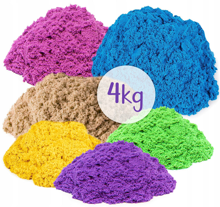 Kinetinio smėlio rinkinys XXL 4 kg su formelėmis, kranu ir baseinu