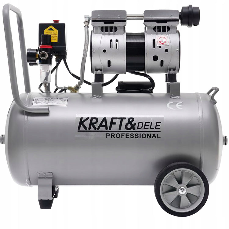 Tylus bealyvis oro kompresorius „Kraft&Dele KD1396“, 50 l, 8 bar, 2 stūmokliai, su separatoriumi
