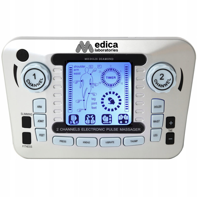 Dviejų kanalų elektrostimuliatorius „Medica Laboratories AS-979“ su 24 elektrodais