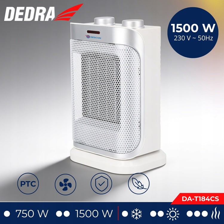 Keraminis šildytuvas-ventiliatorius „Descon DA-T184CS“, 1500 W – nuotrauka 4