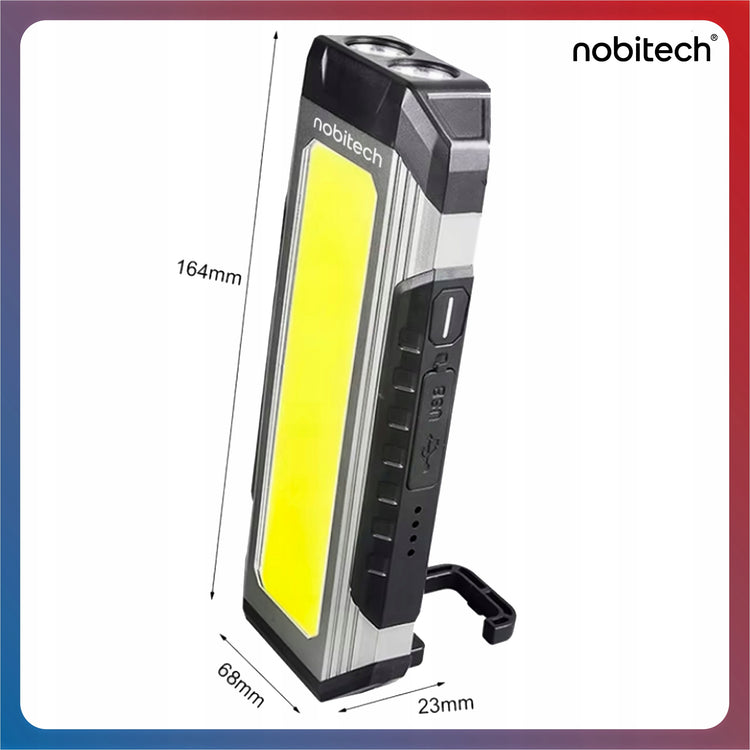 Akumuliatorinė LED darbo lempa „Nobitech WL01“ su kabliu, stovu ir magnetu