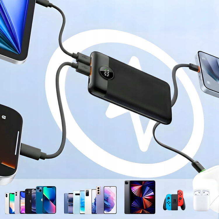 Plonas kelioninis išorinis akumuliatorius „Matnox“ 10000 mAh, 22,5 W PD, USB + USB-C