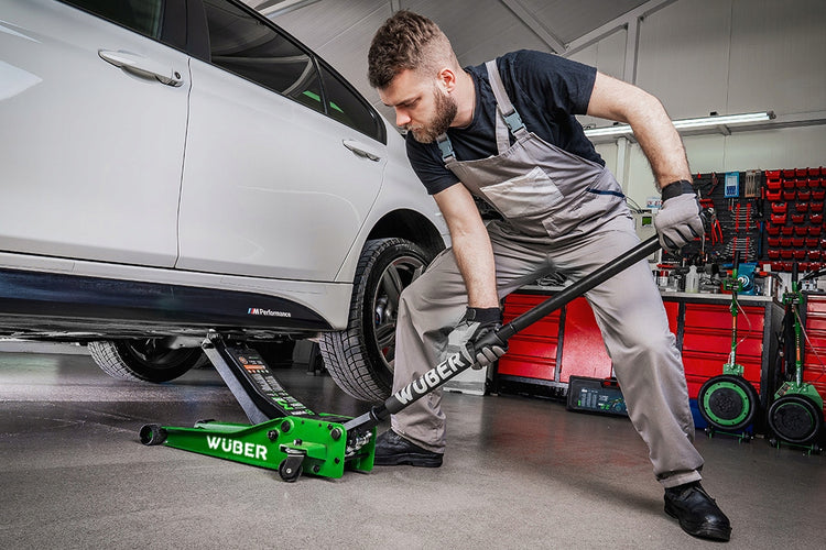 Žemo profilio dviejų stūmoklių domkratas „Wuber W22003“, 3 t, 75–505 mm