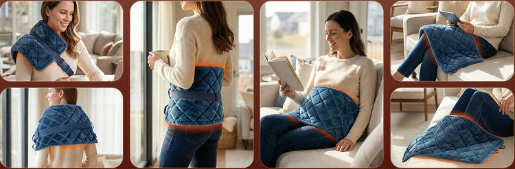 Didelė elektrinė šildanti pagalvėlė-termoforas XL 60 × 30 cm, mėlyna