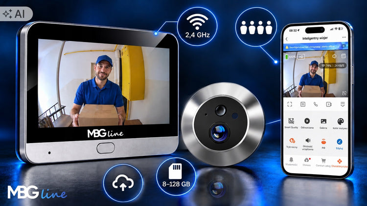 Belaidė Wi-Fi durų akutė su kamera „MBG Line“ Tuya, 3 MP, judesio jutiklis