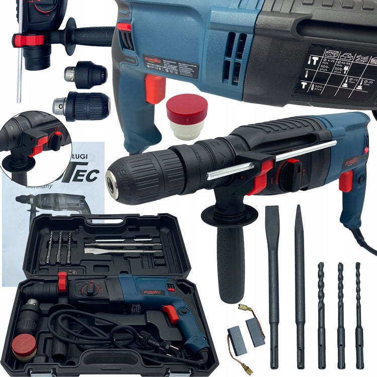 Perforatorius „Eurotec“ SDS+, 2600 W, su kaltais, grąžtais ir tepalu – nuotrauka 2
